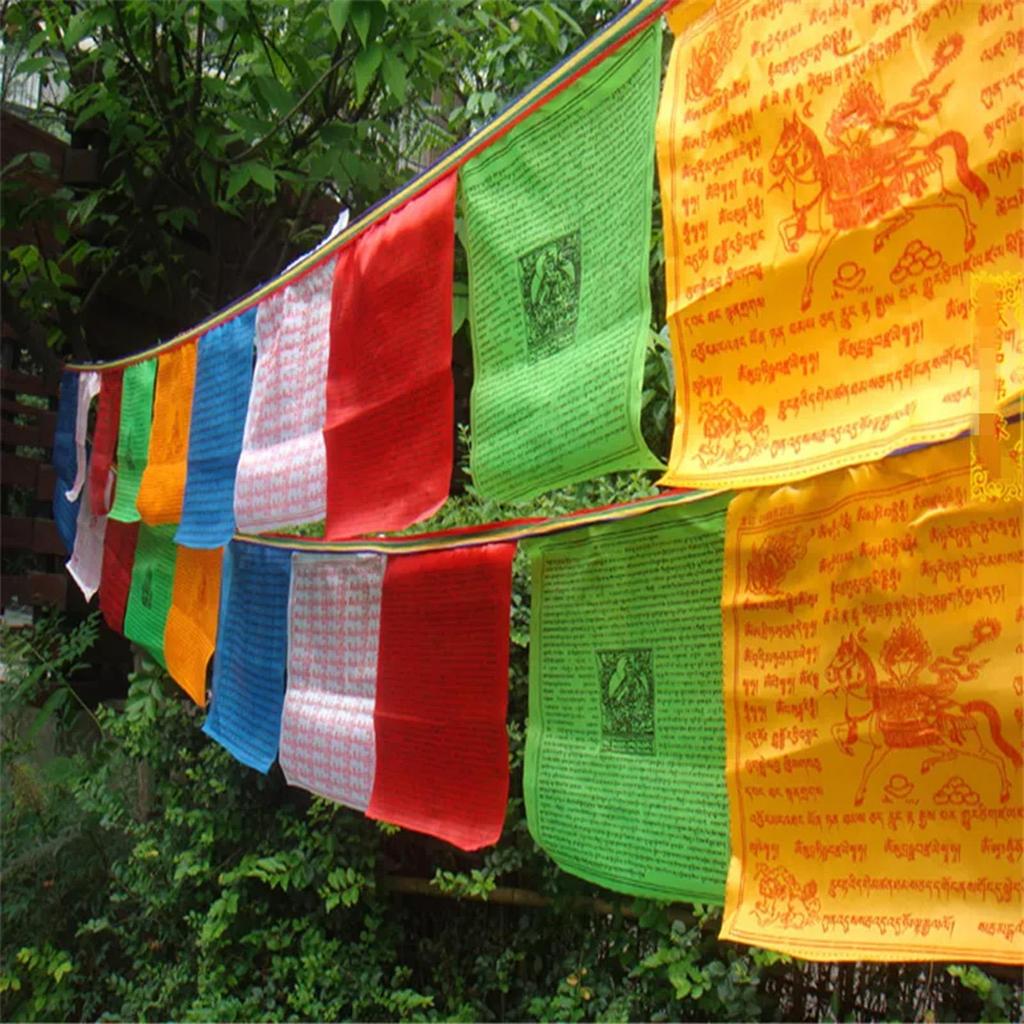 20pcs Traditional Tibetan Prayer Flags 26x16cm Buddhist Banner Tibetan Wind Horse Prayer Flags for Outdoor Peace Meditation
