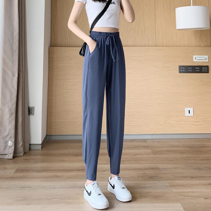 Женские летние быстросохнущие спортивные брюки Ice Silk — легкие, свободные шаровары для бега и повседневной носки