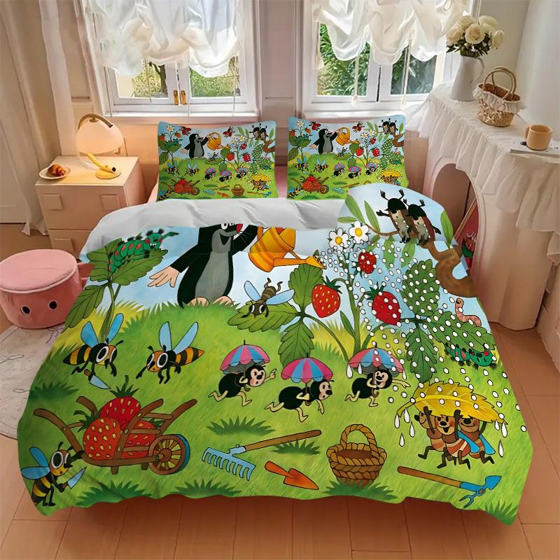 Garden Bugs Friends Print 3Pcs Bedding Setduvet Cover With 2 Bedropillowcase Home Birthday Gift