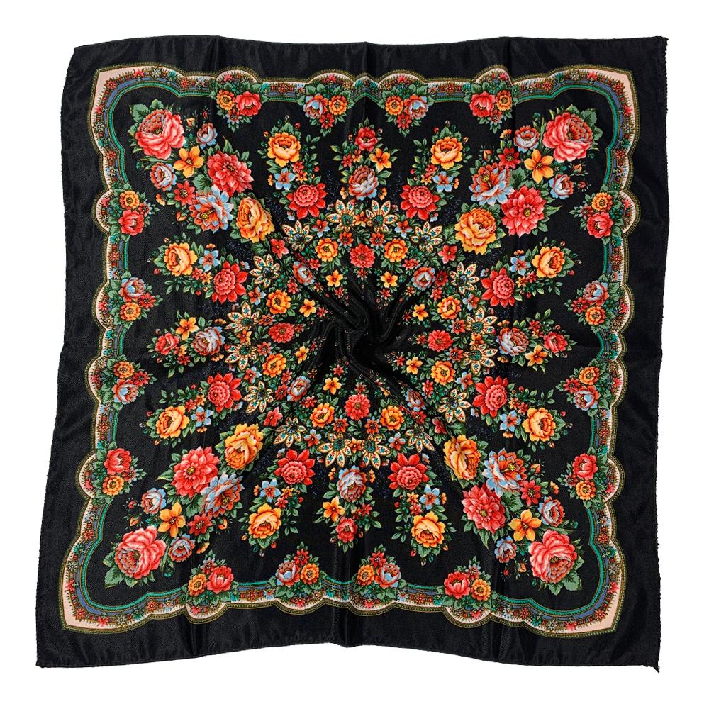 New Babushka Boho Square Bandana Women Head Wraps 70x70cm Muslim Shawl Floral Printed Russian Scarf