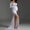 Women Pregnants Sexy Photography Props Off Shoulders V-Neck Long Maternity Dress