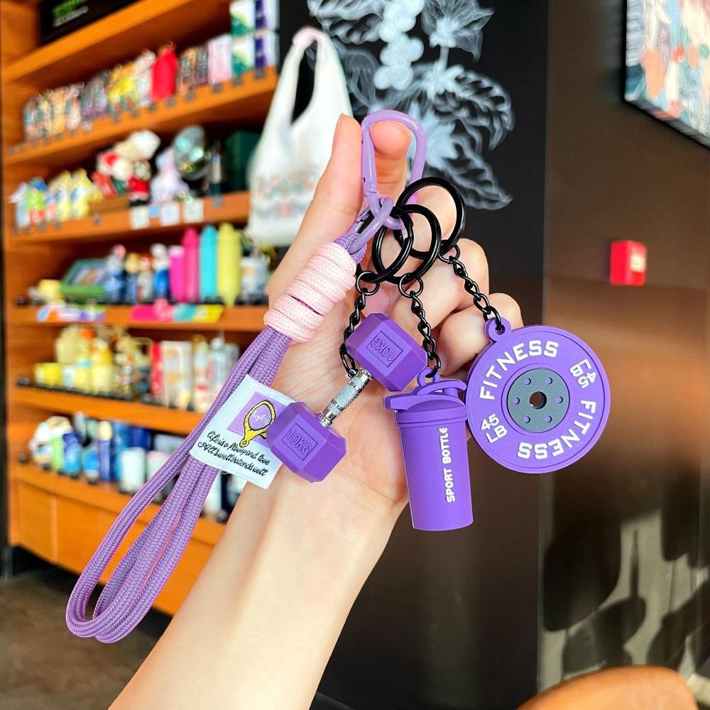 Detachable Barbell Plates Keychain Water Cups INS Simulation Dumbbells Keyring Dopamine Creative Fitness Series Pendant