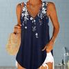 Женский жилет без рукавов с цветочным принтом и V-образным вырезом средней длины, свободная повседневная одежда