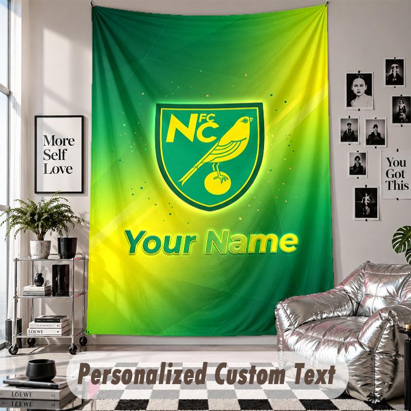 Wall Hanging Tapestry With Custom Name & Text, Norwich City Decorative Tapestry For Bedroom