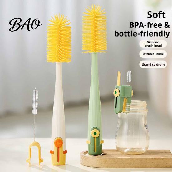 Container Cleaning Brush 5 in 1 Silicone Cup with Long Handle, Multifunctional Deep Kitchen Sink Accessory Brush, Non-slip Reusable Cleaner