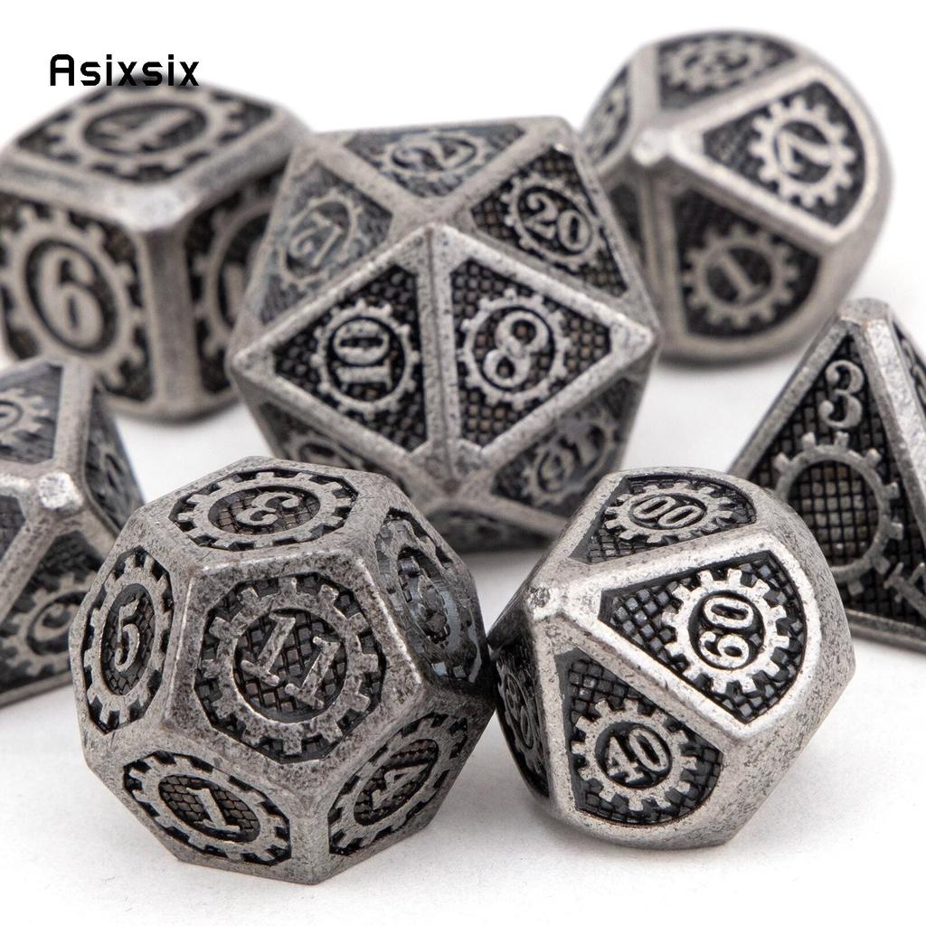 7 шт., черные шестерни, металлические кубики, набор твердых металлических многогранных кубиков, подходящий для ролевой игры, настольной игры, карточной игры