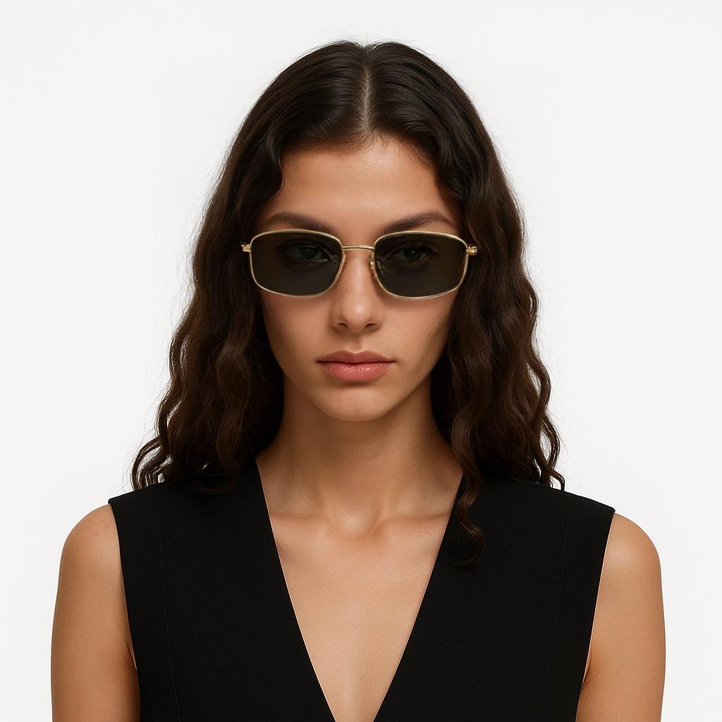 Celine Logo Metal Rectangular Sunglasses Women sunglasses Gold 4S285CMSB.