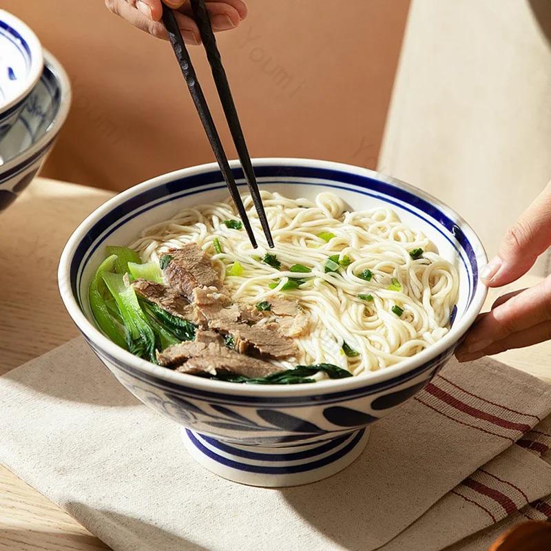 Керамические миски в ретро-японском стиле, столовая посуда, роскошный отель, ресторан, восхитительная миска для рамэна, домашняя креативная изысканная суповая миска