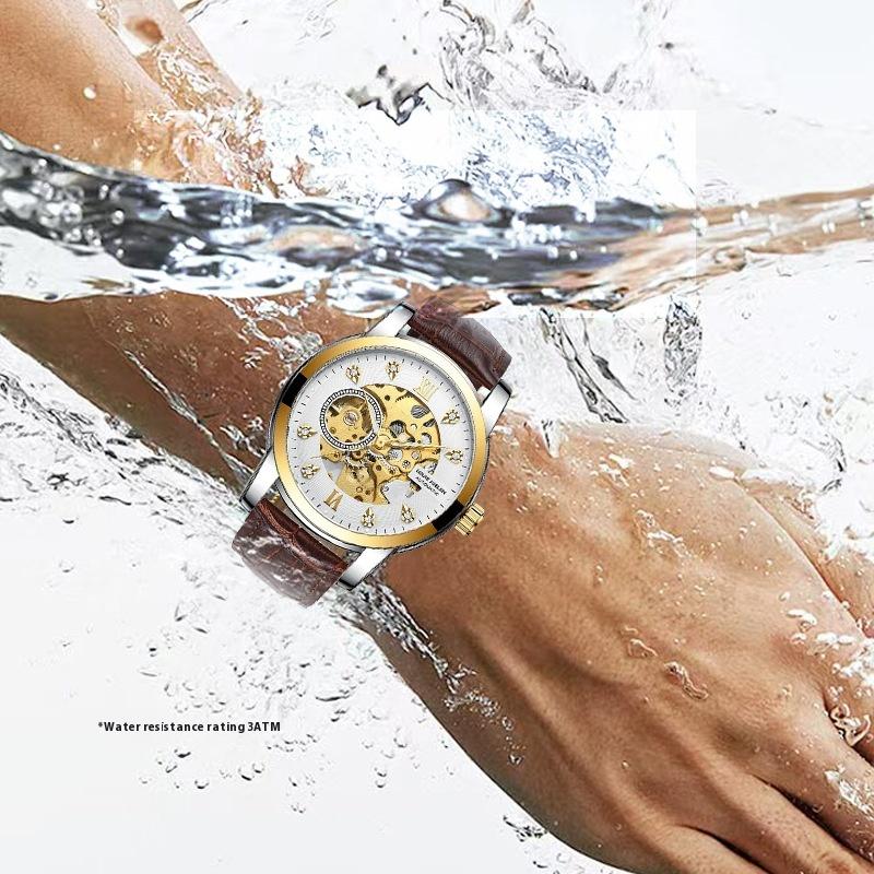 Часы с полым бриллиантом от ведущего бренда, водонепроницаемые, деловые, автоматические механические часы, мужские наручные часы