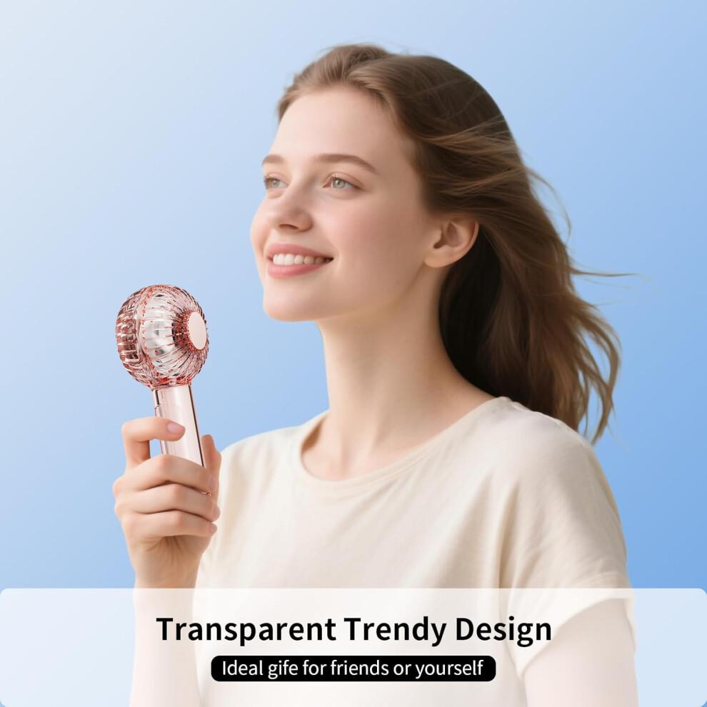 Portable Handheld Fan with Dual Motor Cooling, 4 Speed Quiet Mini Rechargeable Design for Travel Pink