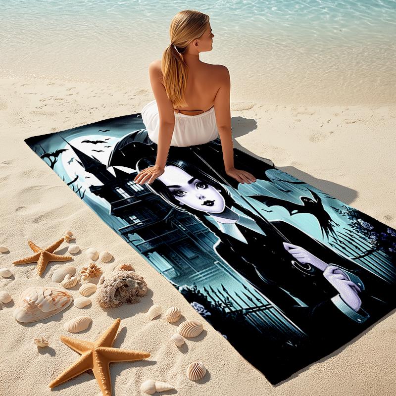 Beach Towel with Wednesday Addams Pattern - soft,absorbent,machine washable Lightweight&Modern,swimming,Travel Essentials