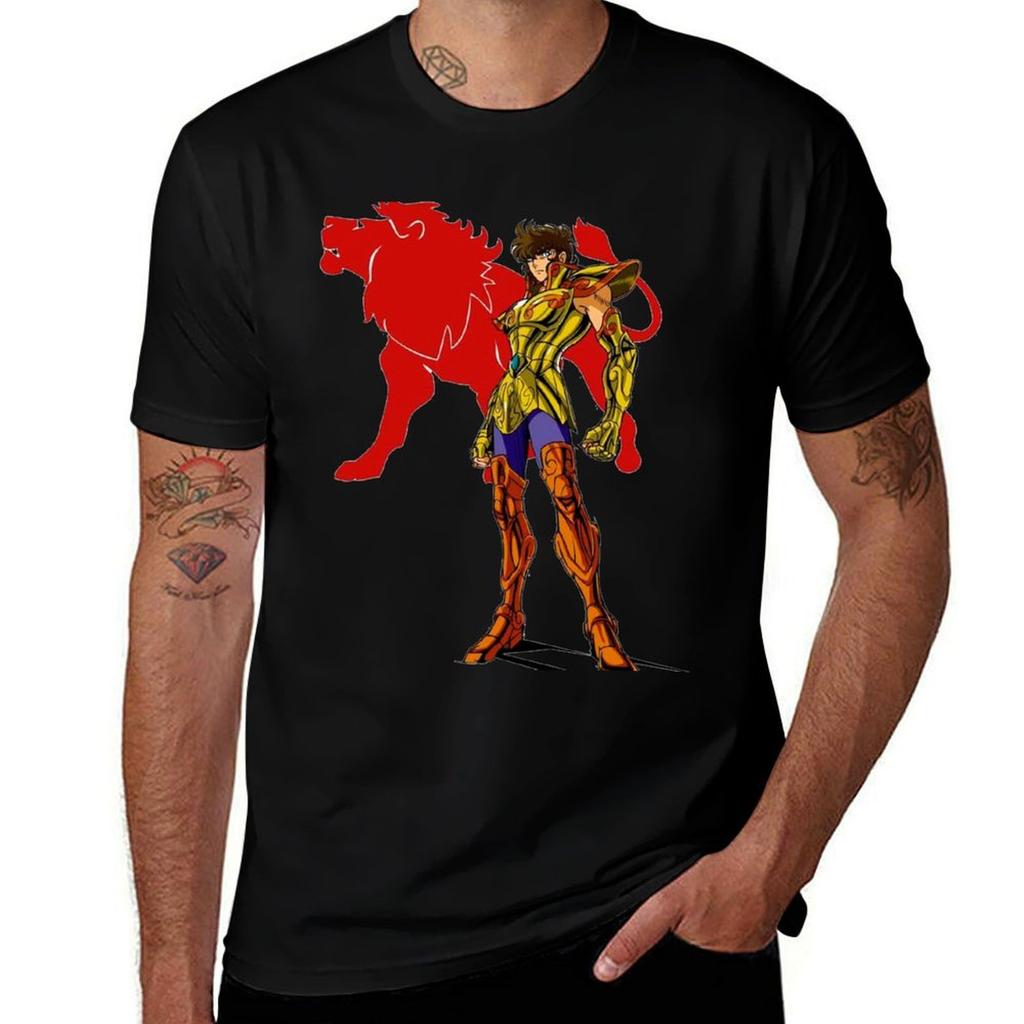 Gold Knight of the Constellation Leo TShirt Big Size Loose Fit Tee Shirt