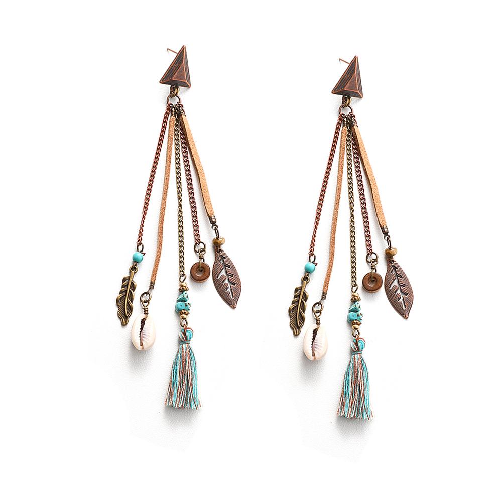 Винтажные богемные плетеные серьги с кисточками в нишевом лесном стиле