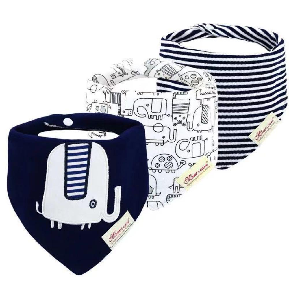 Soft Texture Drool Bibs Stripes Pattern Saliva Towels 3pcs Set Bandana Bibs Burping Time