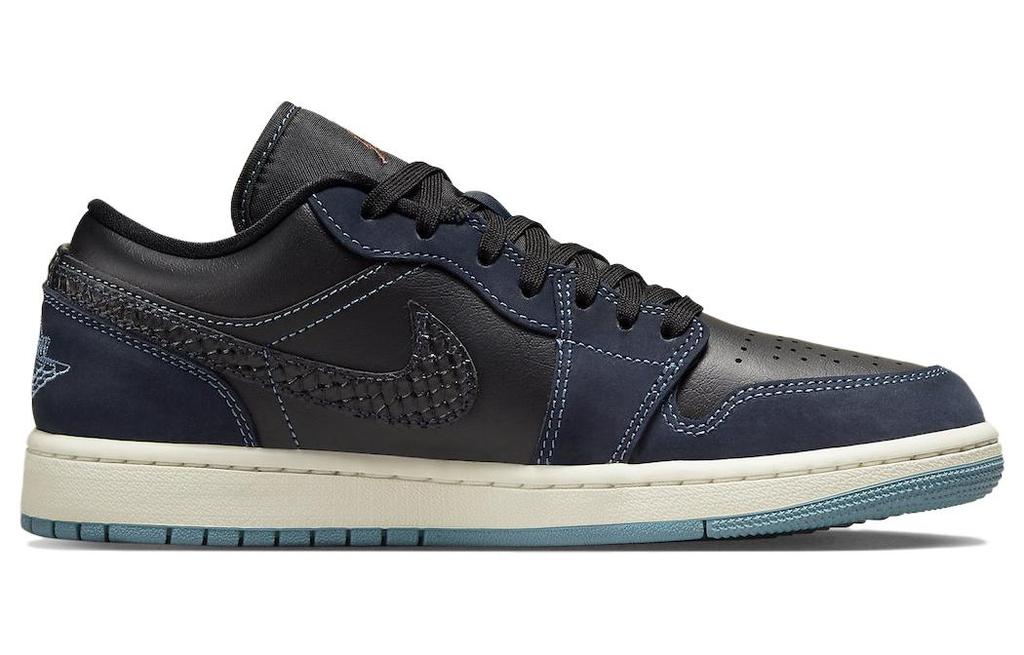 Jordan 1 Низкий SE Черный Темный Обсидиан Змеиная Кожа Женский FJ5478-010