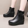 6cm Small Size 32-43 Comfortable Thick Bottom Platform Wedges Shoes Winter 2025 Med Heels Soft Leather Ankle Boots Office Mom