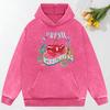 Fresh Cherry Printed Washed Hoodies Female Autumn Pocket Streetwear Loose Fashion Pullover Autumn Cotton Hoody