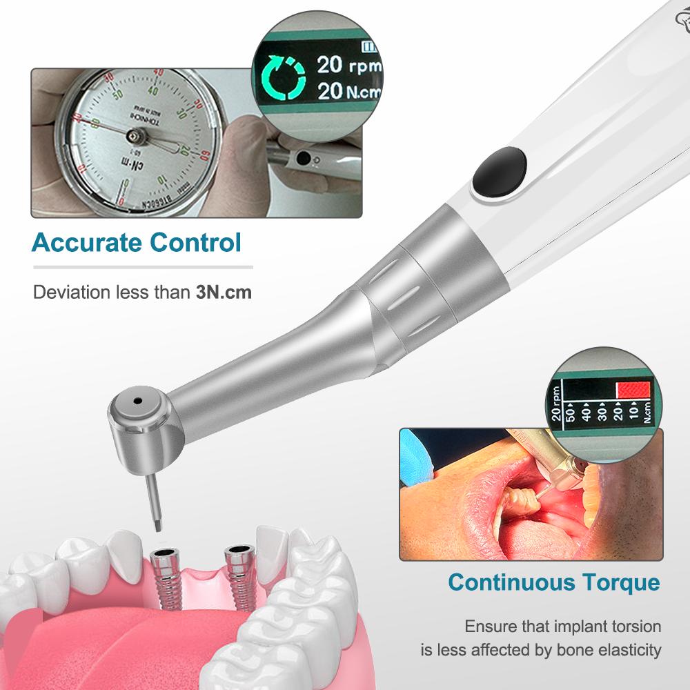 Стоматологический электрический динамометрический ключ 20:1 угловой перезаряжаемый имплантат с уменьшенным крутящим моментом и бесплатными отвертками