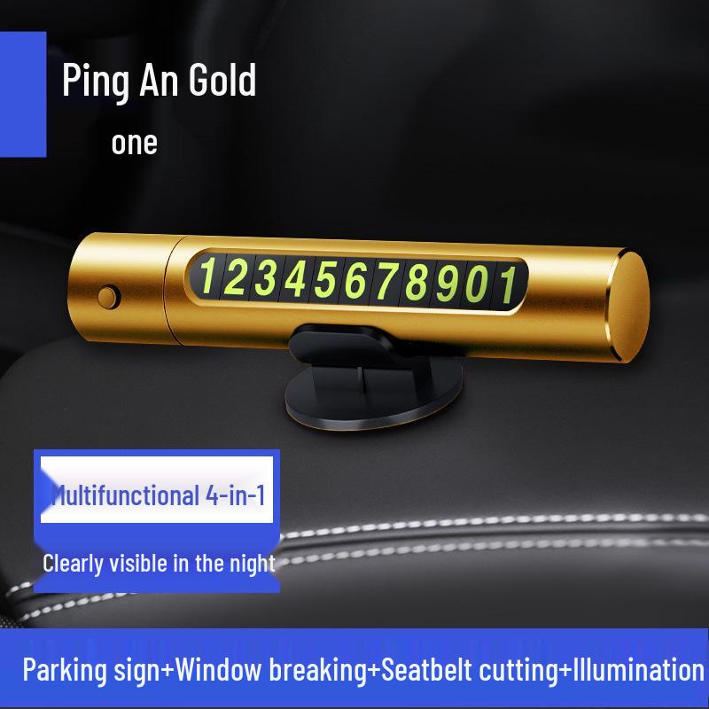 Многофункциональный автомобильный аварийный молоток и стеклобой с табличкой для номера парковки