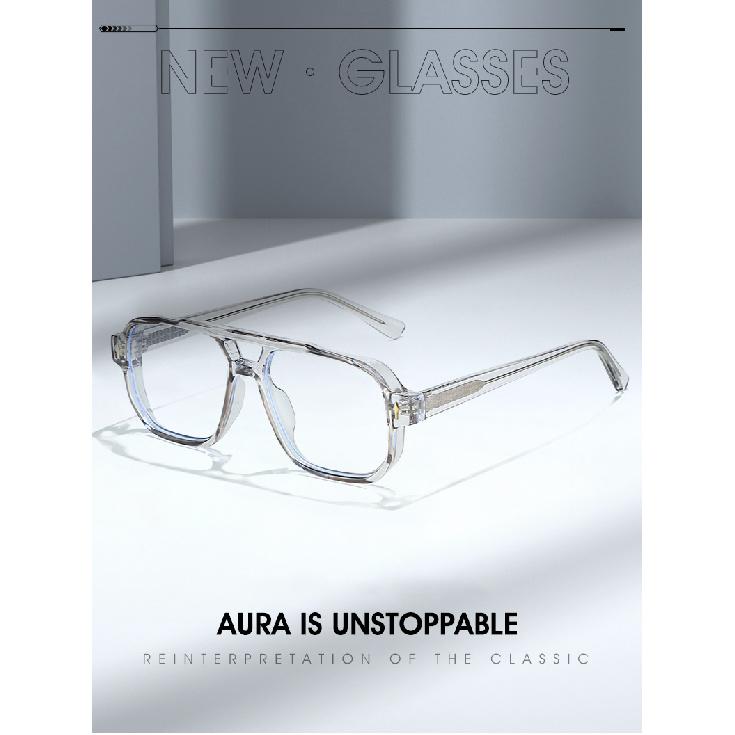 Aviator-style eyeglass frames, AC eyeglass frames, TR90 material, with adjustable temples, plain lenses