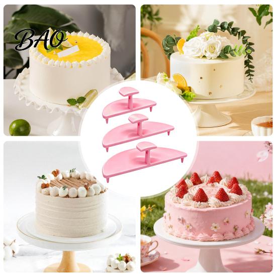 Birthday Party Cake Decor 3PCS Curve Auxiliary Tools, Lightweight PLA Support Display Accessories Stakes, Decorating Ruffle Stencils for Kitchen