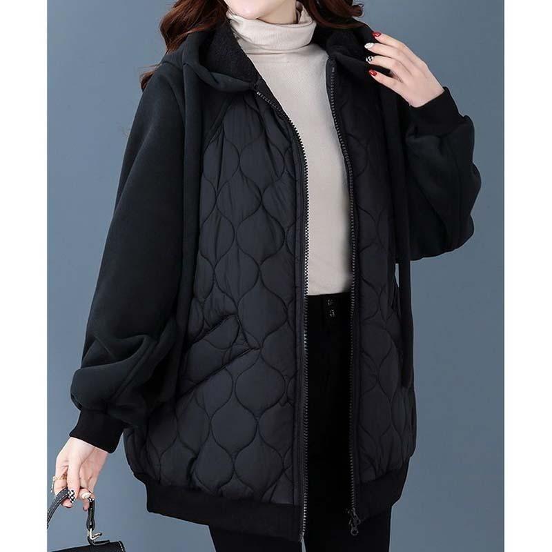 Зимнее женское хлопковое пальто с капюшоном, большой размер, свободная толстая теплая куртка-пуховик, большой размер, свободное пальто