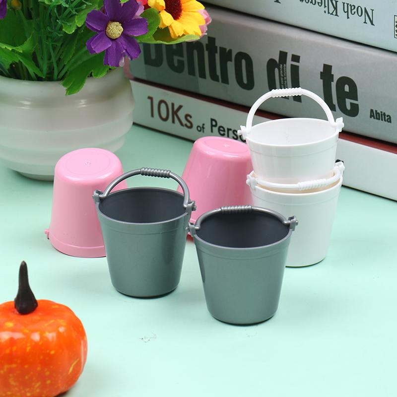 2Pcs 1:12 Mini Cute Buckets Decoration Miniature Toy Kitchen Room Accessories