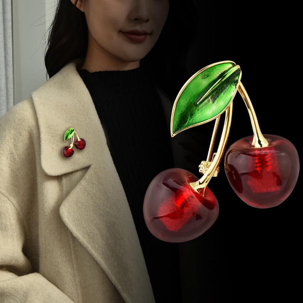 Pastoral Cherry Brooch Pin Metal Fashion Accessory Delicate Brooch Suitable for Women Upgrading Elegances and Delicate