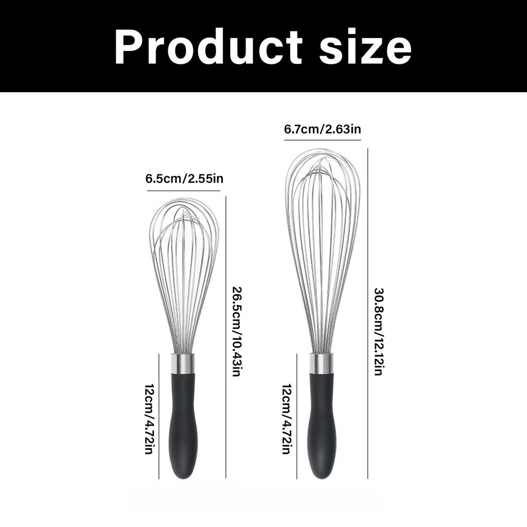 Stainless Steel Manual Whisk Heavy Duty Baking Tool Egg Beater For Cake Cream Mixing With Ergonomic Handle