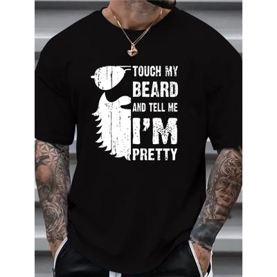 Европейские размеры TOUCH MY BEARD Принт Повседневная футболка, Круглый вырез, Короткий рукав, Мужская одежда Для мужчин