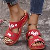 Fashion Summer Sandals Women's Open Toe Shoes Women's Floral Comfortable Slip-On Women's Slippers Retro Sandals