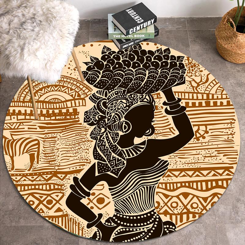 Круглые ковры в этническом стиле для гостиной, спальни, традиционные африканские женские коврики с узором, мягкие фланелевые коврики для домашнего декора, кухонный коврик