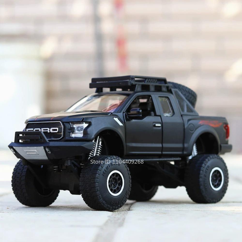 1:32 Scale Raptor F-150 BigFoot Pickup Car Model Toy Pull Back Sound&Light Off Road Truck Models Collection Gifts For Kids