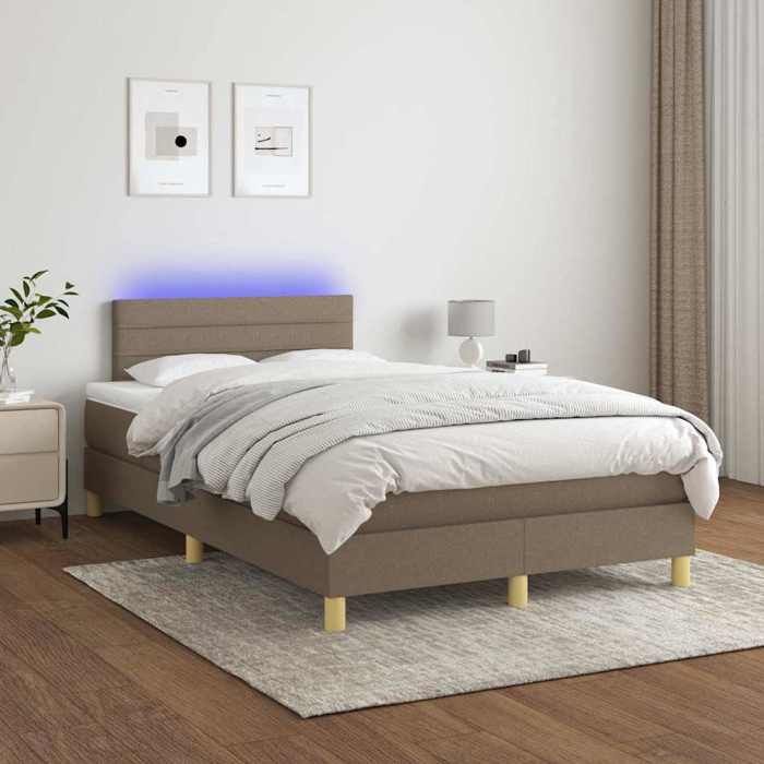Maison Exclusive - Sommier à lattes de lit matelas et LED taupe 120x190 cm tissu
