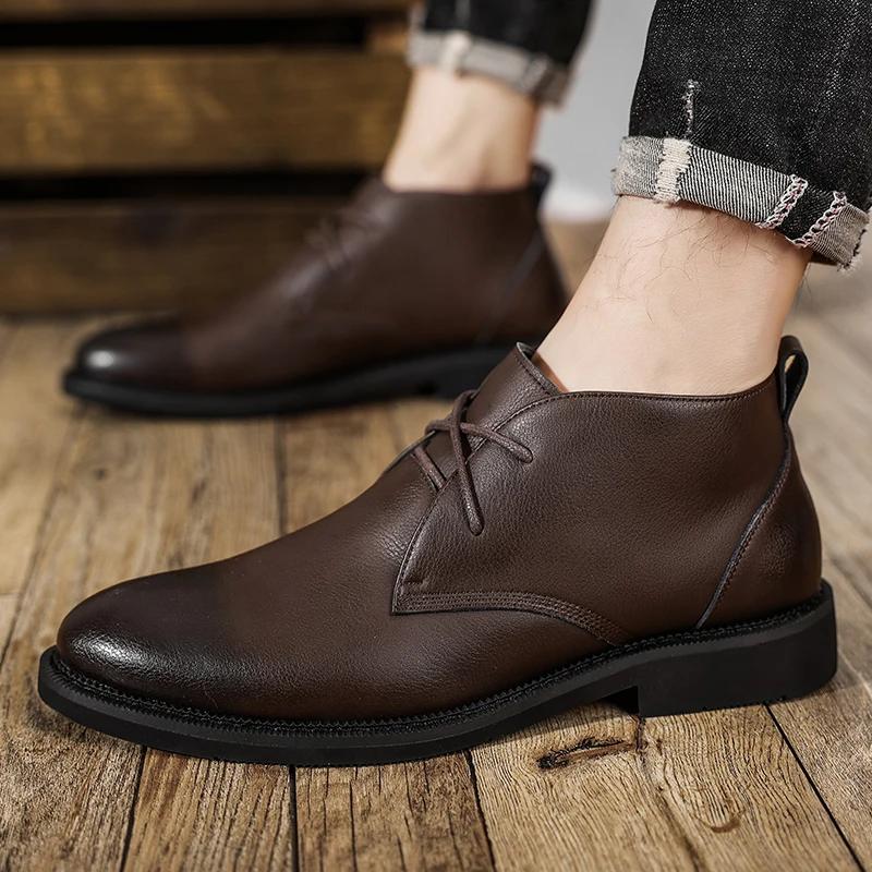 Модные мужские ботильоны на шнуровке, роскошные, британского стиля, качественные, кожаные, для старшего дизайнера, уличные, броги, деловые, мужские ботинки