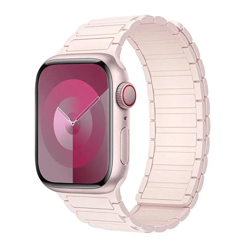 Магнитная петля для ремешков Apple Watch 44 мм, 40 мм, 49 мм, 45 мм, 41 мм, 38 мм, силиконовый браслет iWatch Series 9, 8, 7, 6, 5, 4, 3 Se ultra 2, ремешок