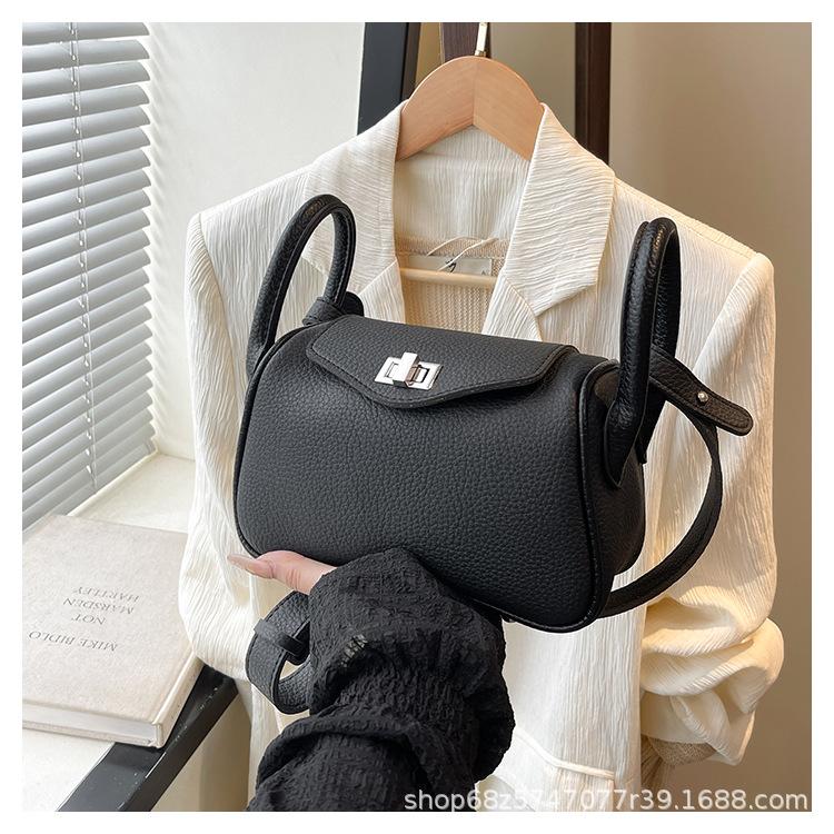 Spring Niche Lychee Pattern Shoulder Bag High-value Temperament Pillow Bag 2025 Spring New Women's Fashion Bag
