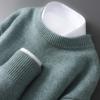 Men's Pure Wool Heavyweight Sweater, Round Neck, Loose Fit, Warm, Solid Color, Ideal Base Layer for Autumn/Winter.