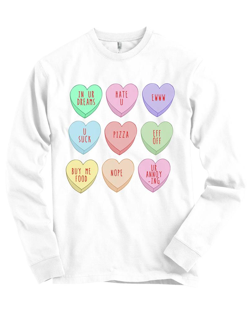 Mean Candy Sweet Hearts Bella + Canvas Рубашка с длинным рукавом День святого Валентина - НОВАЯ