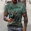 Men's Summer American Vintage 3D Printed T-shirts Short Sleeve Loose Casual Motorcycle T-shirt Tops