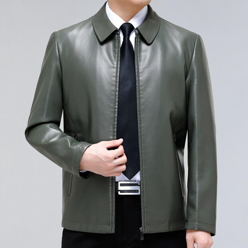 Мужская куртка из натуральной кожи, мужская куртка из овчины с лацканами, осенне-зимняя куртка Plus Velvet New Dad Casual Jacket