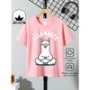 European sizes Boys T Shirt Casual Short Sleeve T-Shirt with Llama Meditation Yoga Pose Art Graphic Print-- Fun Summer Design