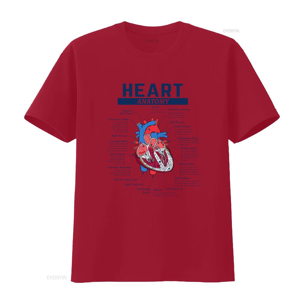 Heart Anatomy T Shirt Anatomical Nursing School Student Doctor And Nurse Cardiac Vintage Stretched Breathable