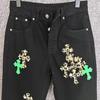 9922 CHROME HEARTS Мужские и женские модные джинсы в американском стиле с тканевыми нашивками, повседневные и модные брюки в стиле хай-стрит