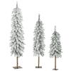 Set of 3 Pencil Flocked Christmas Tree, 3ft 4ft 5ft