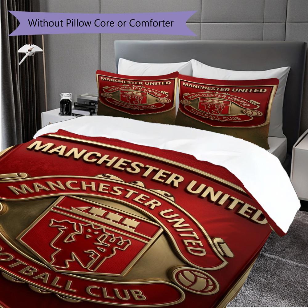 Manchester Glory Bedding (1 * duvet cover + 2 * pillowcase, without core) 2D Flat Duvet cover and pillowcase Soft and comfortable Bedding set