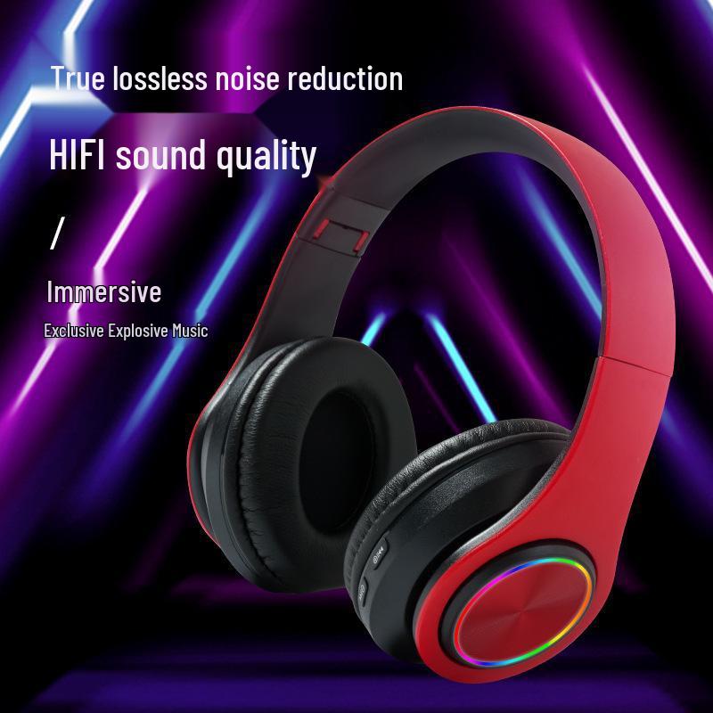 Новая светящаяся беспроводная Bluetooth-гарнитура B39: Складные, Накладные, Готовые к звонкам, с функцией слота для карты