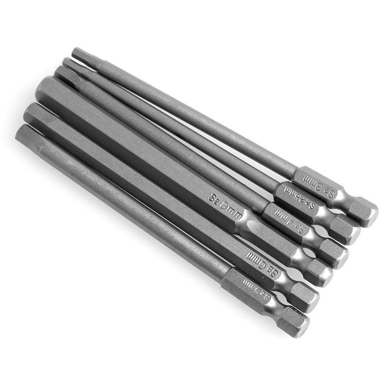 6pcs H2.5-H8 100mm Length Magnetic Torx Screwdriver Bits Set 1/4" Hex Shank New