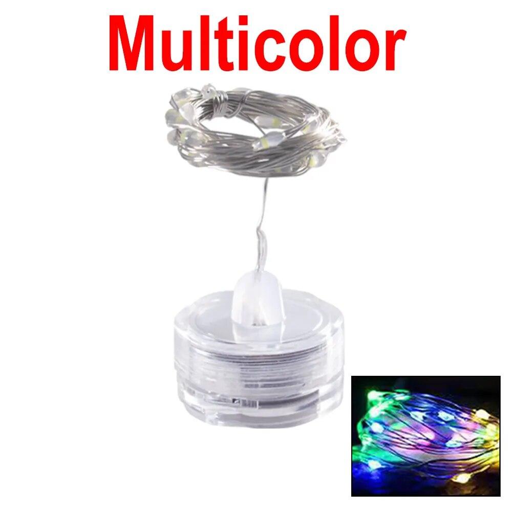LED String Light Underwater Lamp 1m 2m LED Button Battery Holder Candle Copper Wire String Lights Plum Shaped Waterproof