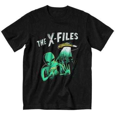 Футболка Мужская X-Files Х-Файлы Хлопок Футболка с принтом Короткий рукав Я Хочу Верить Пришельцы НЛО Футболка Аниме Уличная одежда Оверсайз